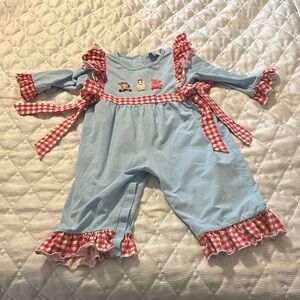24 month smocked farm animals romper